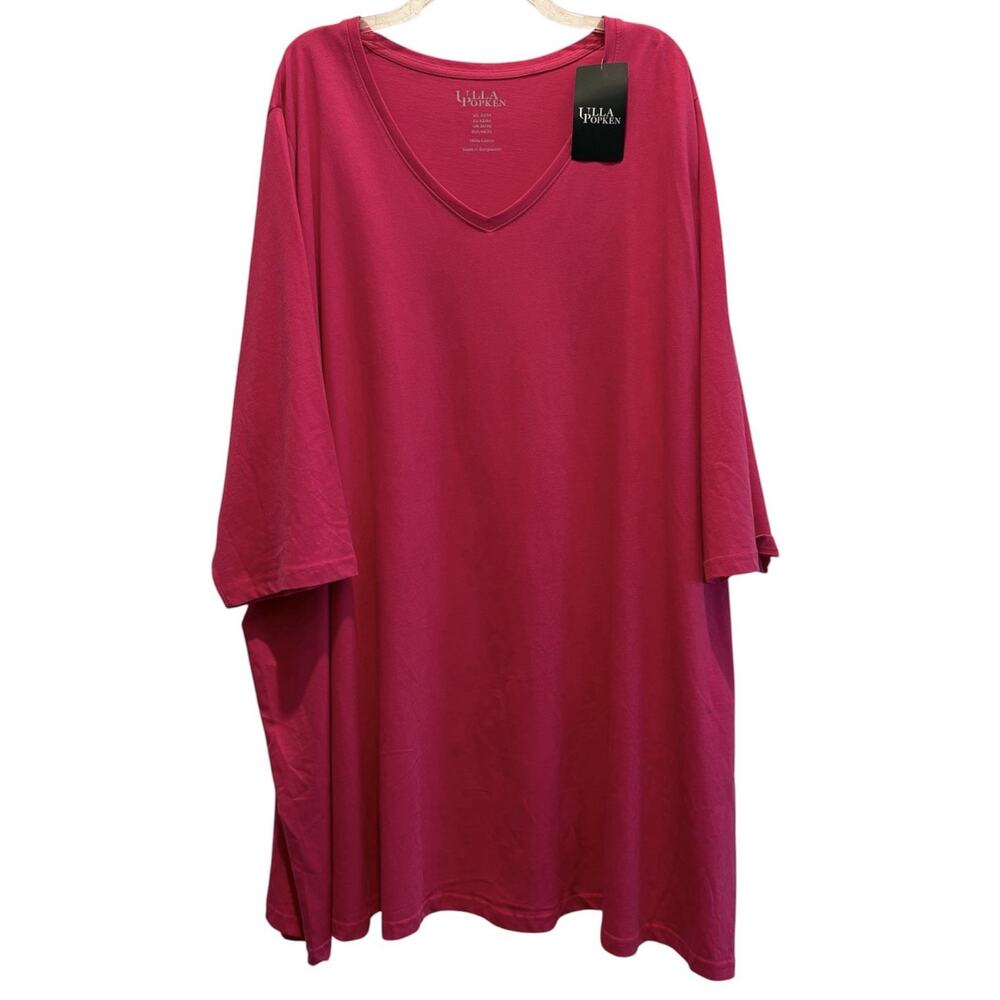 Ulla Popken Short Sleeve Hot Pink V-Neck T-Shirt Size 32/34 NWT